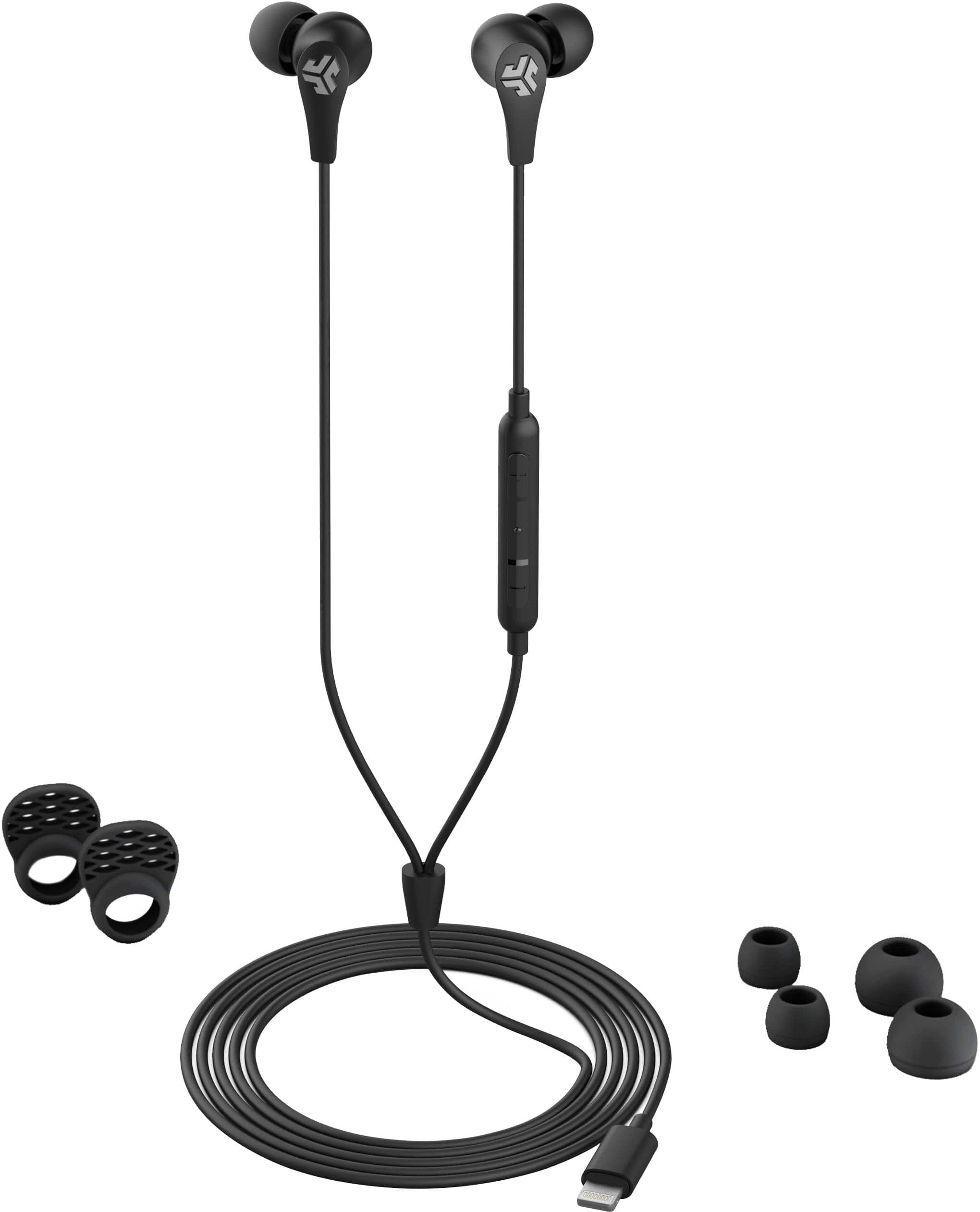 Angle. JLab - JBuds Pro Lightning Wired Earbuds - Black.