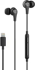 Front. JLab - JBuds Pro Lightning Wired Earbuds - Black.