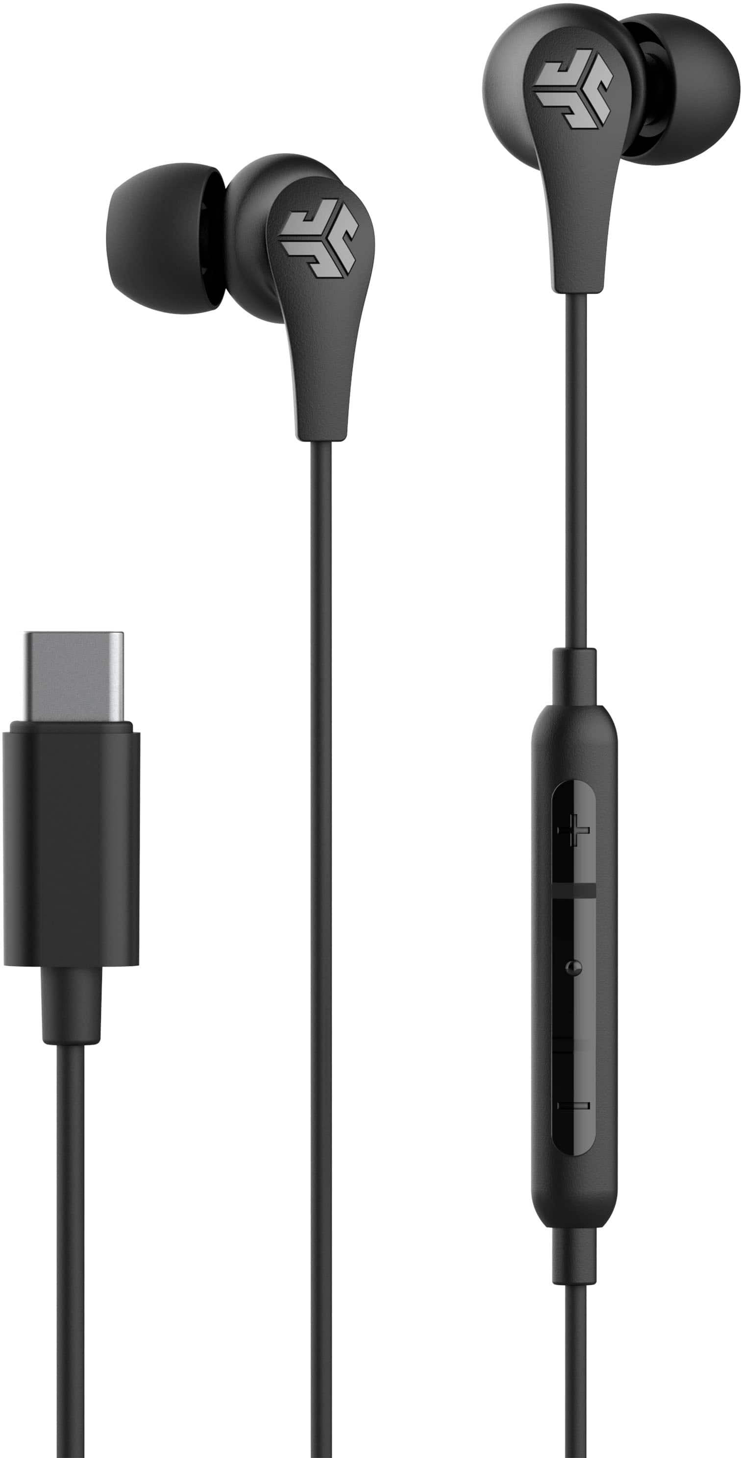 Front. JLab - JBuds Pro USB-C Wired Earbuds - Black.