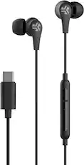 Front. JLab - JBuds Pro USB-C Wired Earbuds - Black.