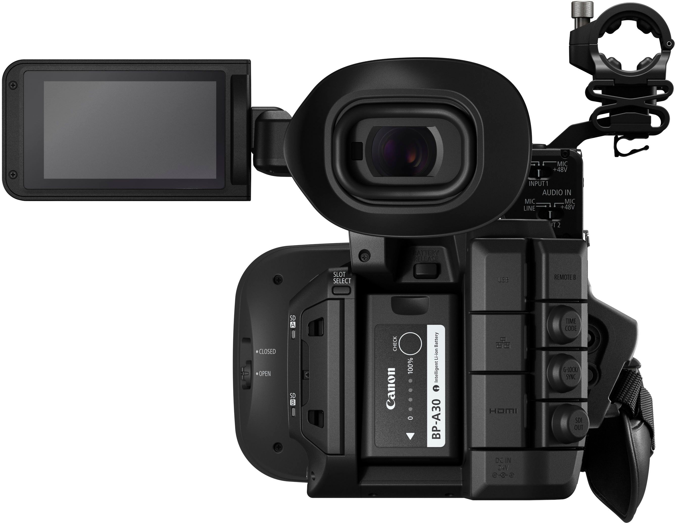 Back View: Canon - XF605 4K UHD Professional Camcorder - Black