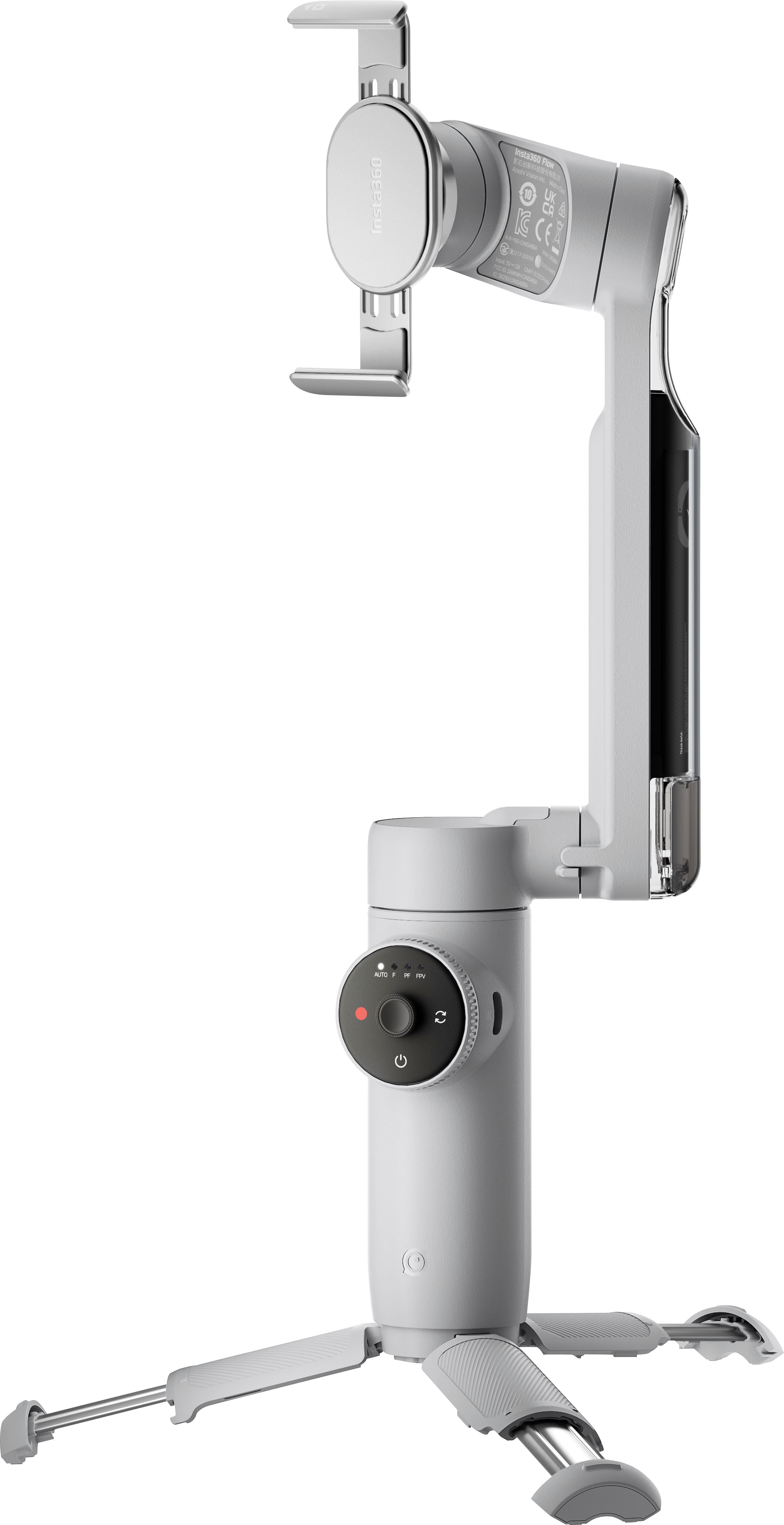 Left. Insta360 - Flow Standard 3-axis Gimbal Stabilizer for Smartphones with built-in Tripod - Gray.