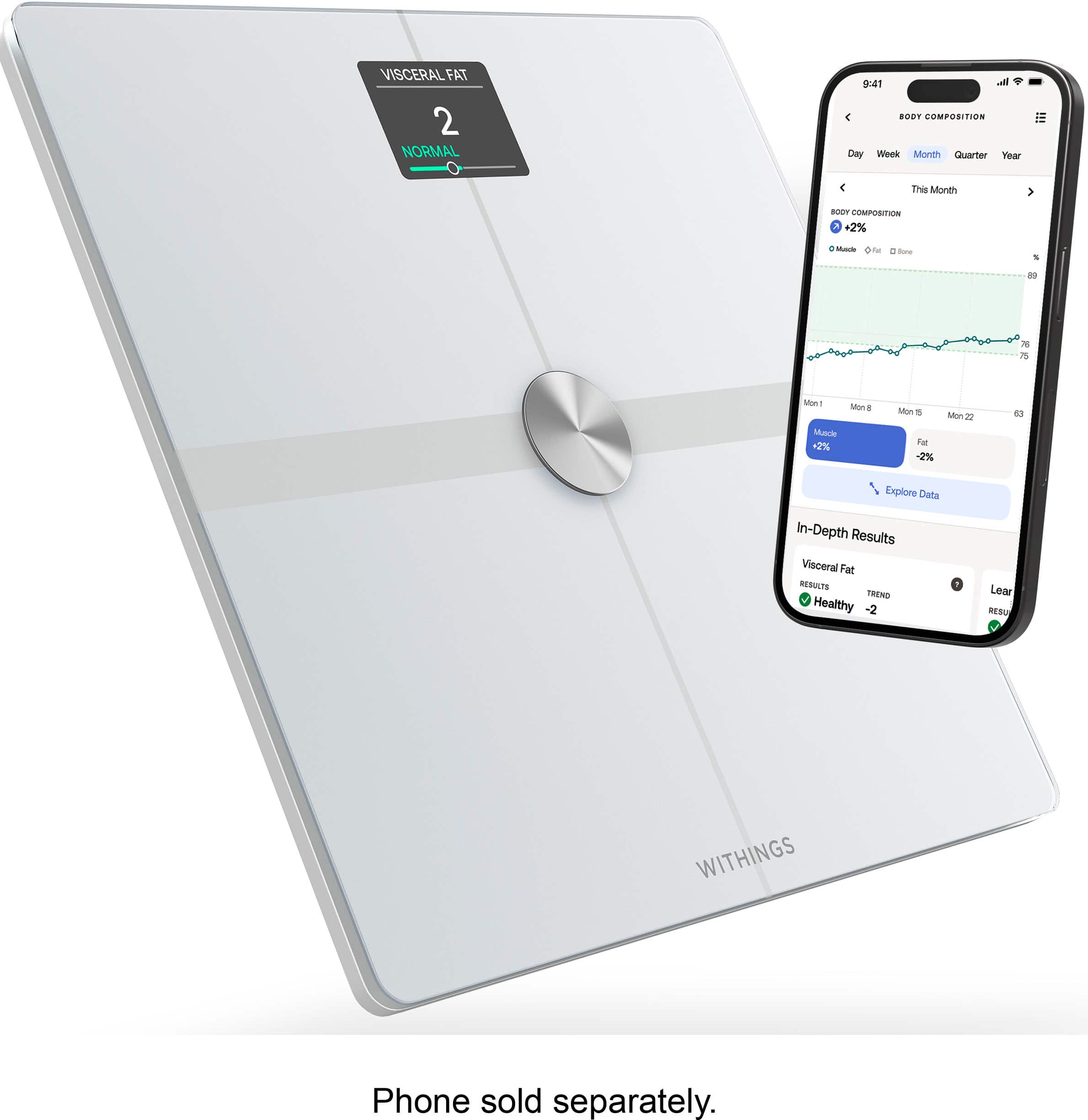 Left. Withings - Body Smart Advanced Body Composition Smart Wi-Fi Scale - White.