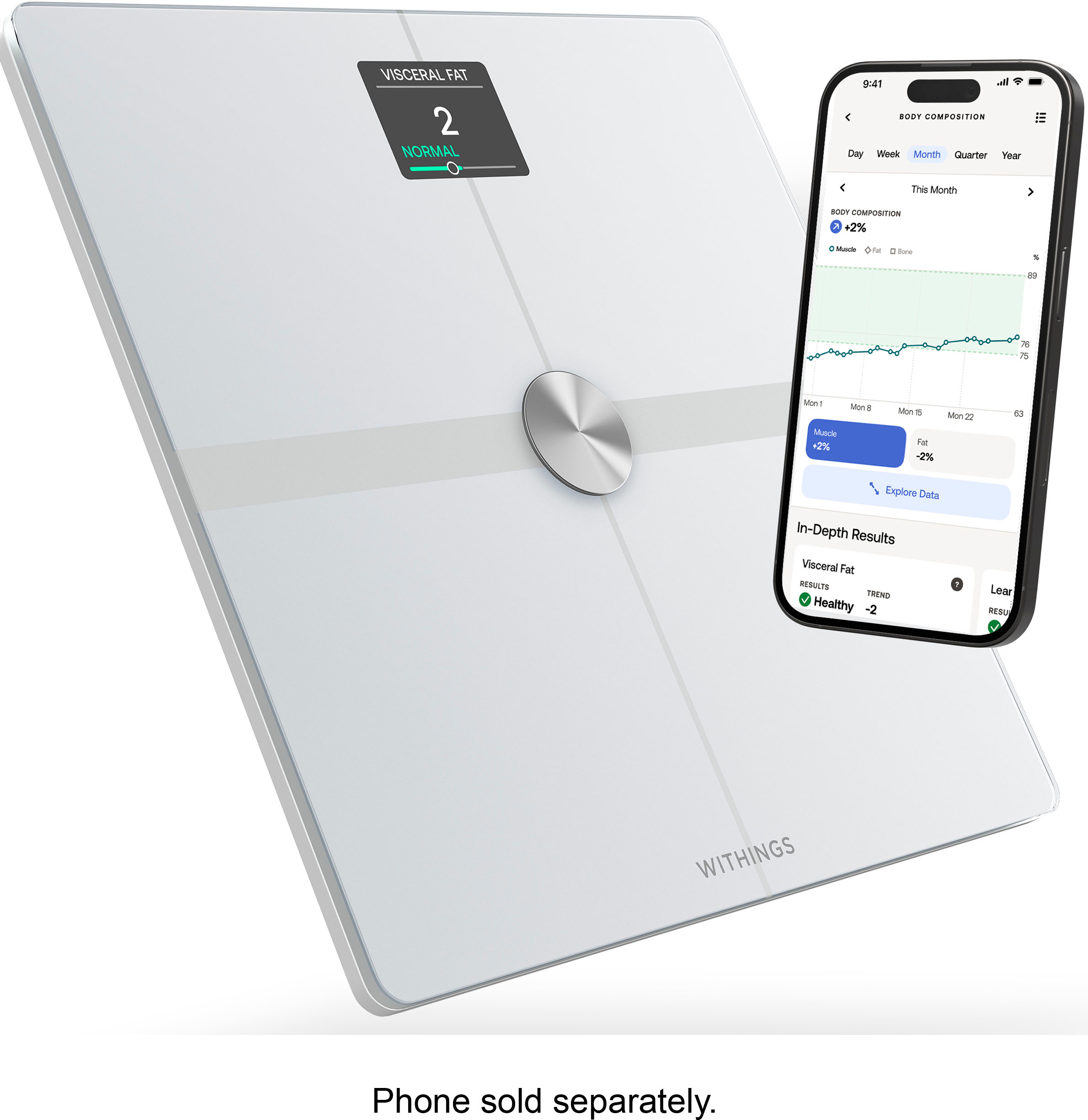 Left View: Withings - Body Smart Advanced Body Composition Smart Wi-Fi Scale - White