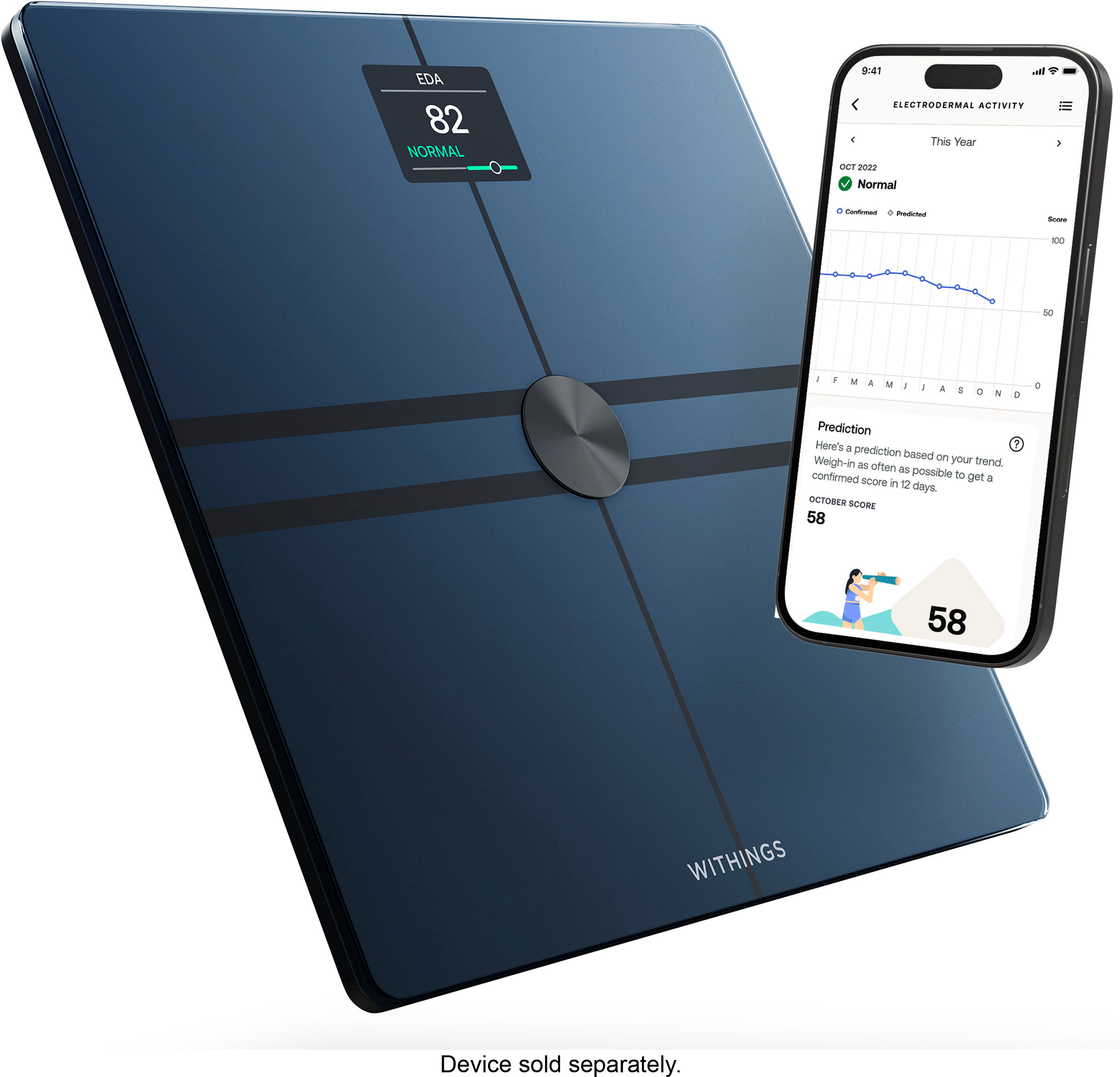 Left View: Withings - Body Comp Complete Body Analysis Smart Wi-Fi Scale - Black