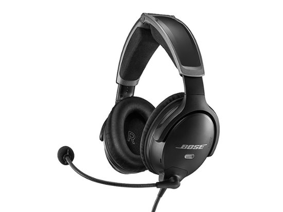 Front. Bose - A30 Noise Cancelling Over-the-Ear Aviation Headset - Black.