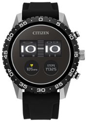 Citizen - CZ Smart 45mm Unisex Stainless Steel Sport Smartwatch with Silicone Strap - Silver - Front_Zoom