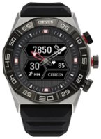 Citizen - CZ Smart 44mm Unisex Stainless Hybrid Sport Smartwatch with Silicone Strap - Silver - Front_Zoom