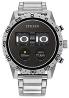 Citizen - CZ Smart 45mm Unisex Stainless Steel Sport Smartwatch with Stainless Steel Bracelet - Silver - Front_Zoom