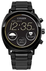 Citizen - CZ Smart 41mm Unisex Stainless Steel Casual Smartwatch with IP Stainless Steel Bracelet - Black - Front_Zoom