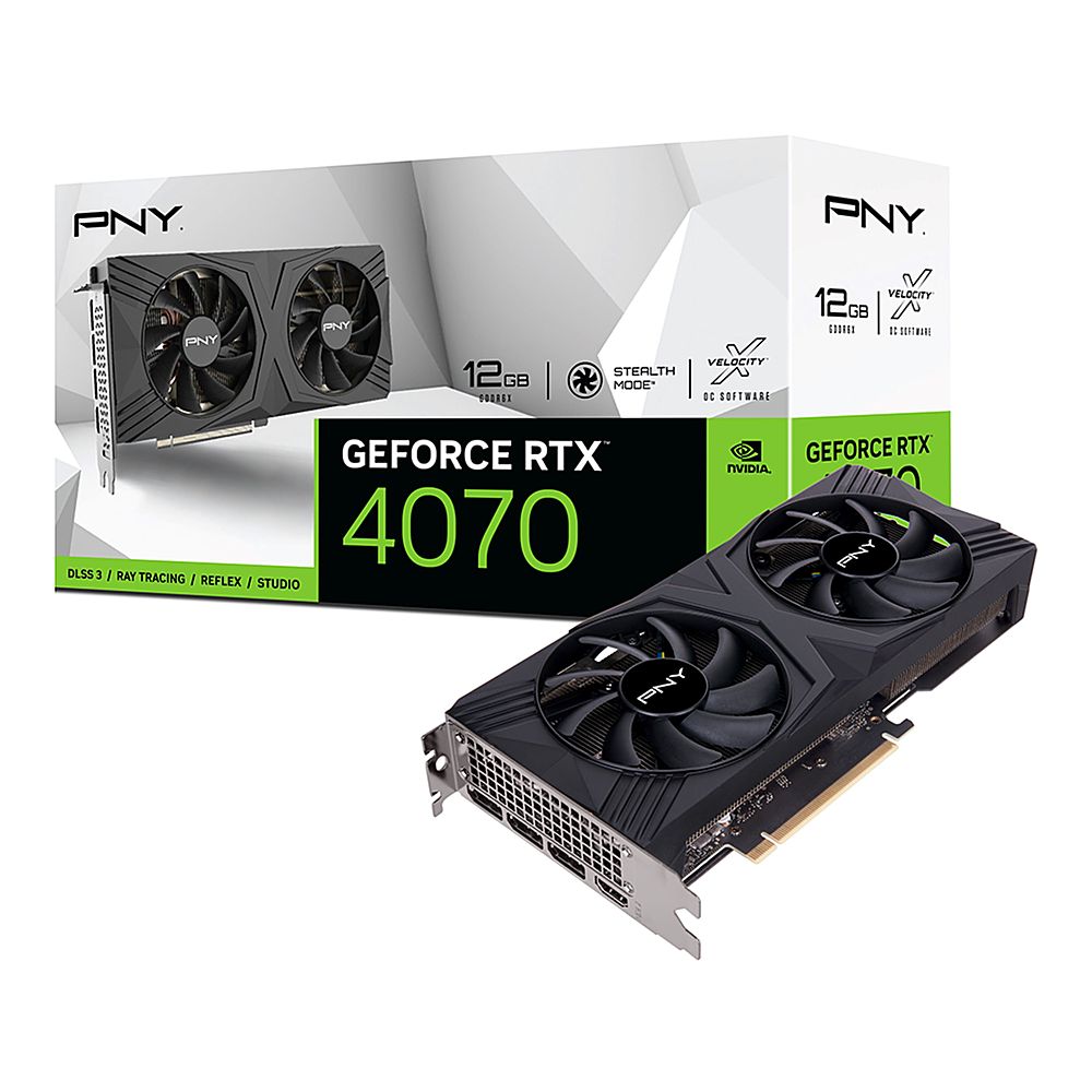 PNY GeForce 4070 12GB GDDR6X PCI Express 4.0 Graphics Card with Dual and DLSS 3 Black VCG407012DFXPB1 Best Buy