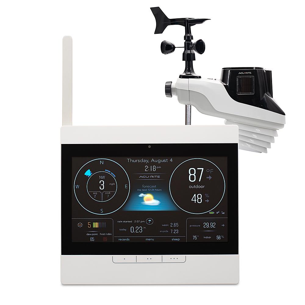Acurite Atlas Weather Station with White HD Display for Temperature, Humidity, Wind Speed/Direction with Built-in Barometer (01127m)