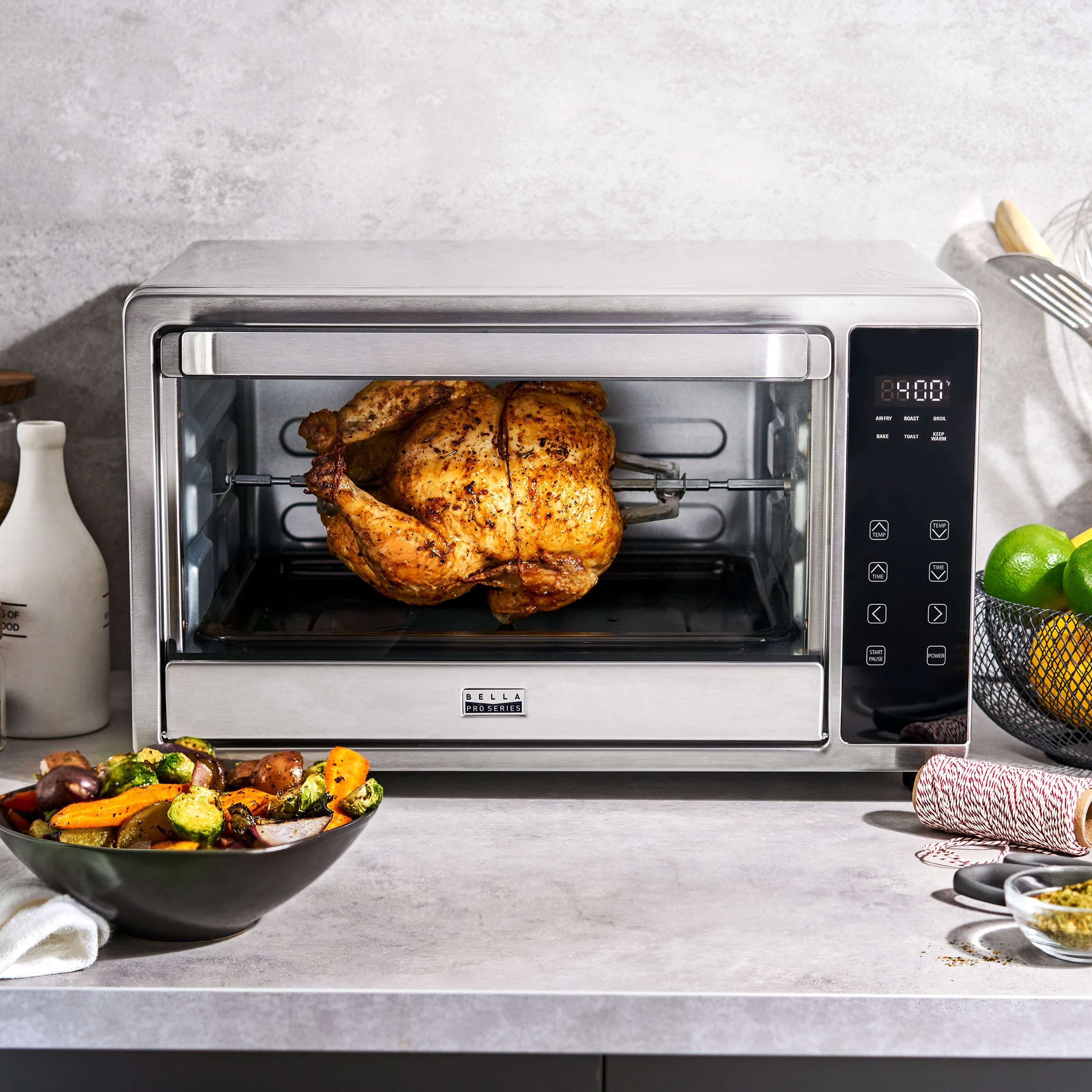 Bella Pro Series 6-Slice Air Fryer Toaster Oven with Rotisserie