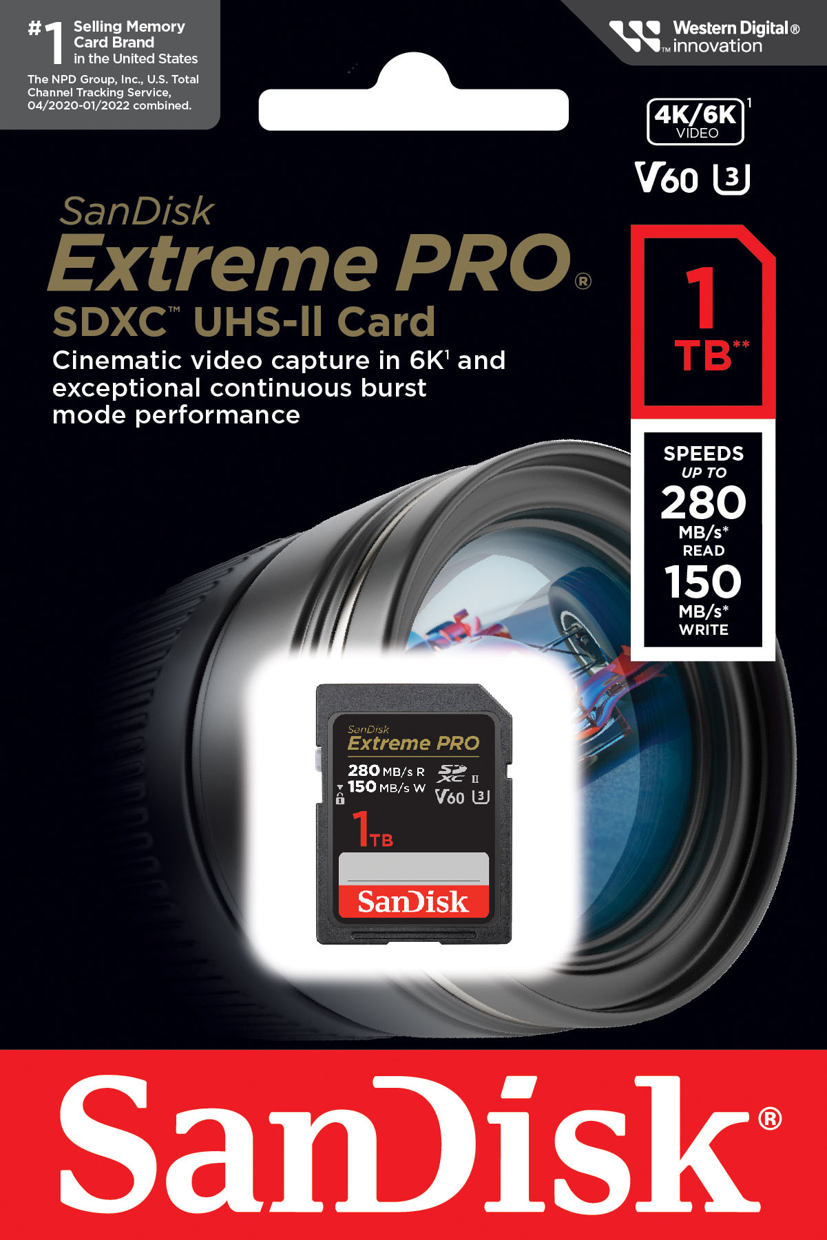 SanDisk Extreme Pro 1TB SDXC UHS-II V60 Memory Card SDSDXEP-1T00