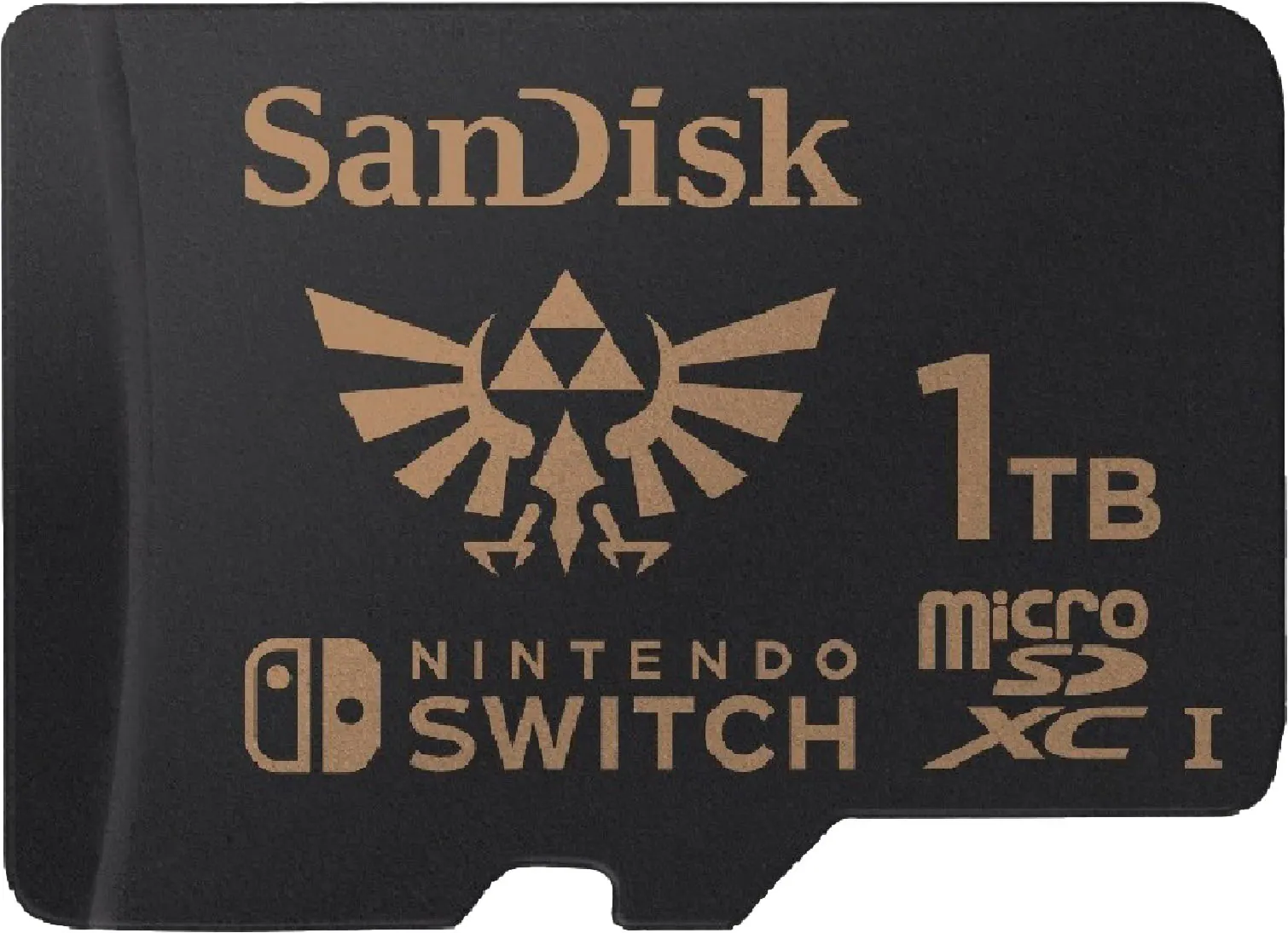 Front. SanDisk - 1TB microSDXC UHS-I Memory Card for Nintendo Switch Zelda - Black.