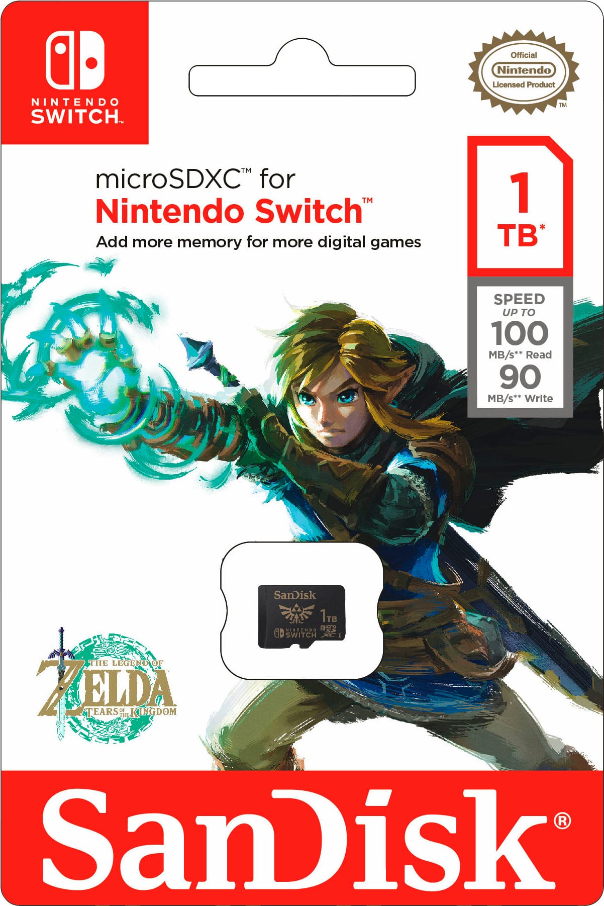 Alt View 12. SanDisk - 1TB microSDXC UHS-I Memory Card for Nintendo Switch Zelda - Black.