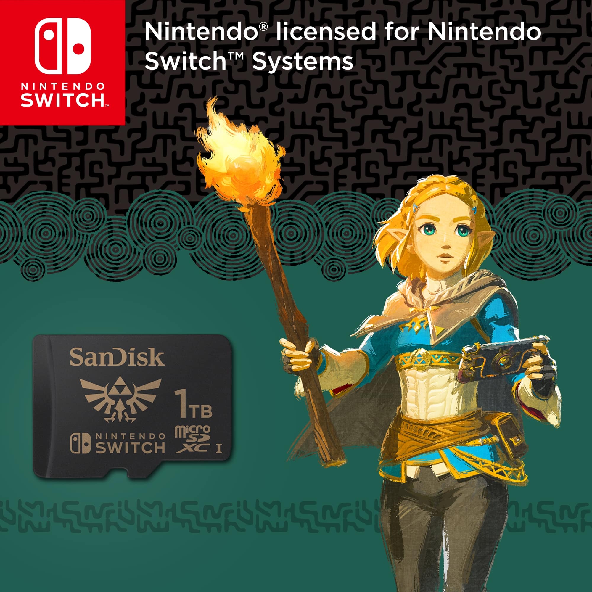 Nintendo licensed for Nintendo Switch Systems Nintendo Switch SanDisk 1TB microSD card.
