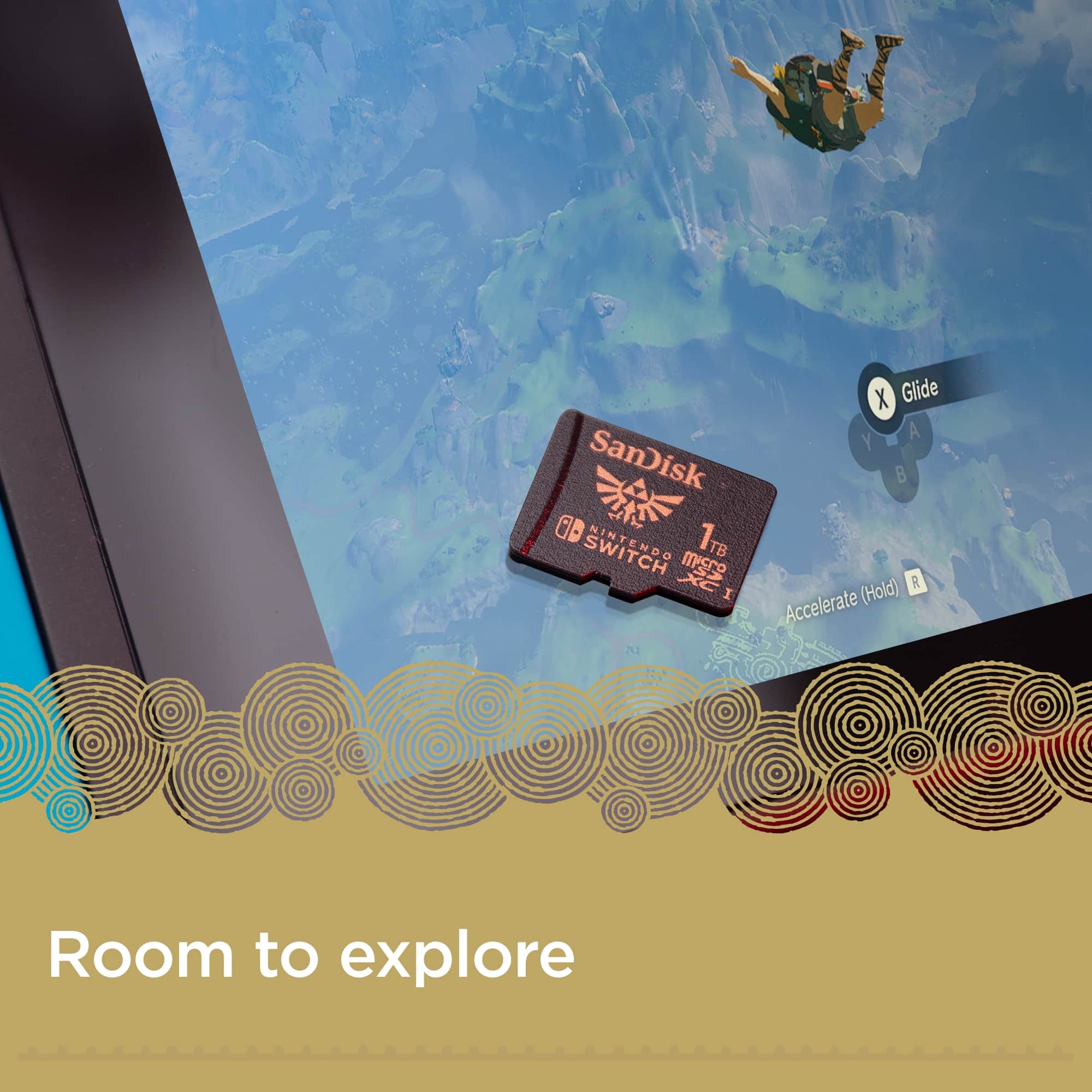 SanDisk OD NINT SWITCH D 1TB Misc I 252 X Glide A Y B 3 Accelerate (Hold) Room to explore.
