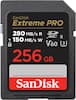 Front. SanDisk - Extreme Pro 256GB SDXC UHS-II V60 Memory Card - Black.