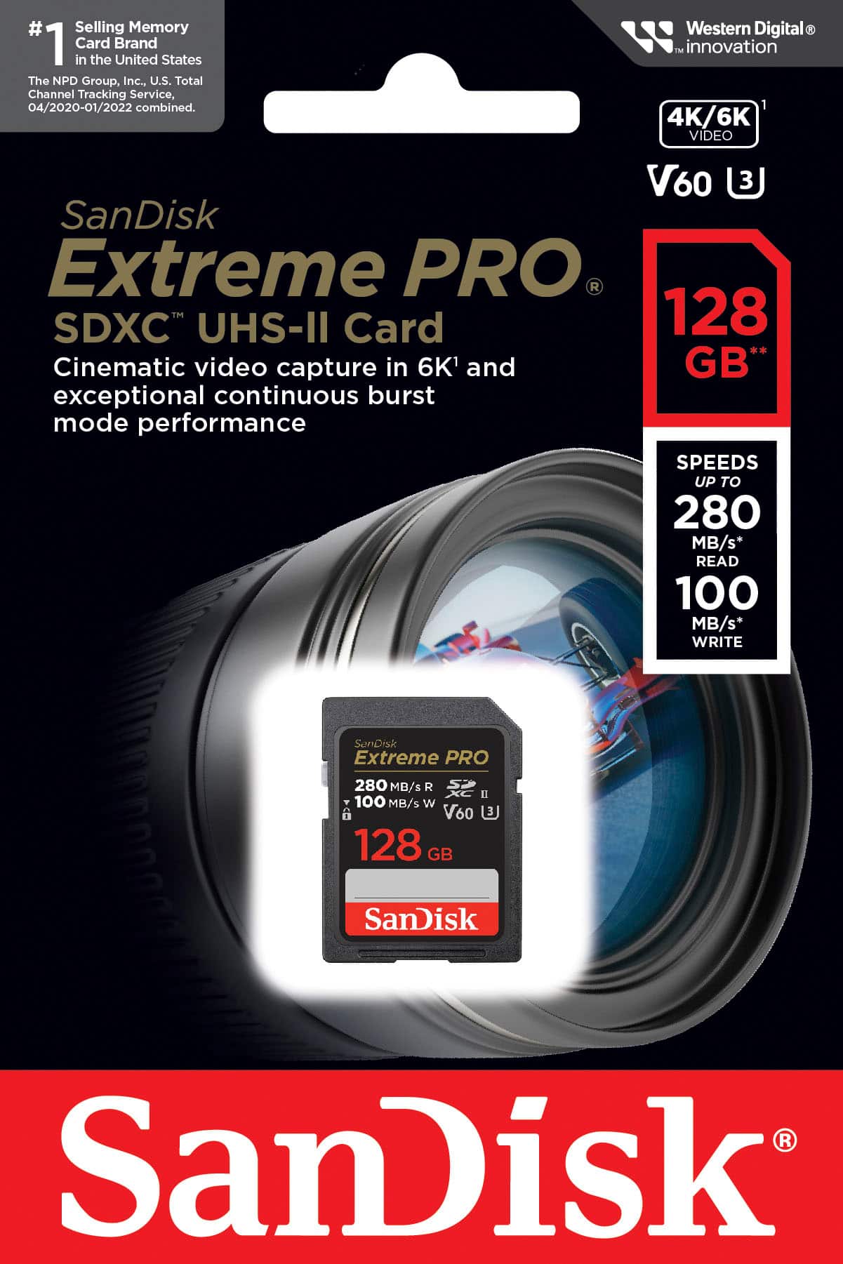 Alt View 12. SanDisk - Extreme Pro 128GB SDXC UHS-II V60 Memory Card - Black.