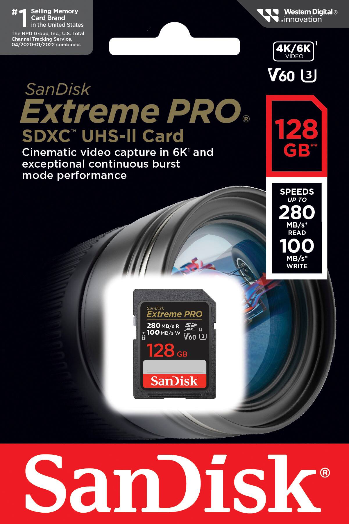 Alt View 12. SanDisk - Extreme Pro 128GB SDXC UHS-II V60 Memory Card - Black.