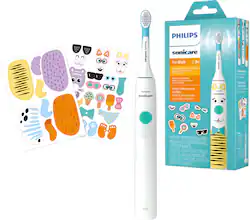 Philips Sonicare - Sonicare for Kids Design a Pet Edition Electric Toothbrush - White With Aqua Blue Button - Angle_Zoom