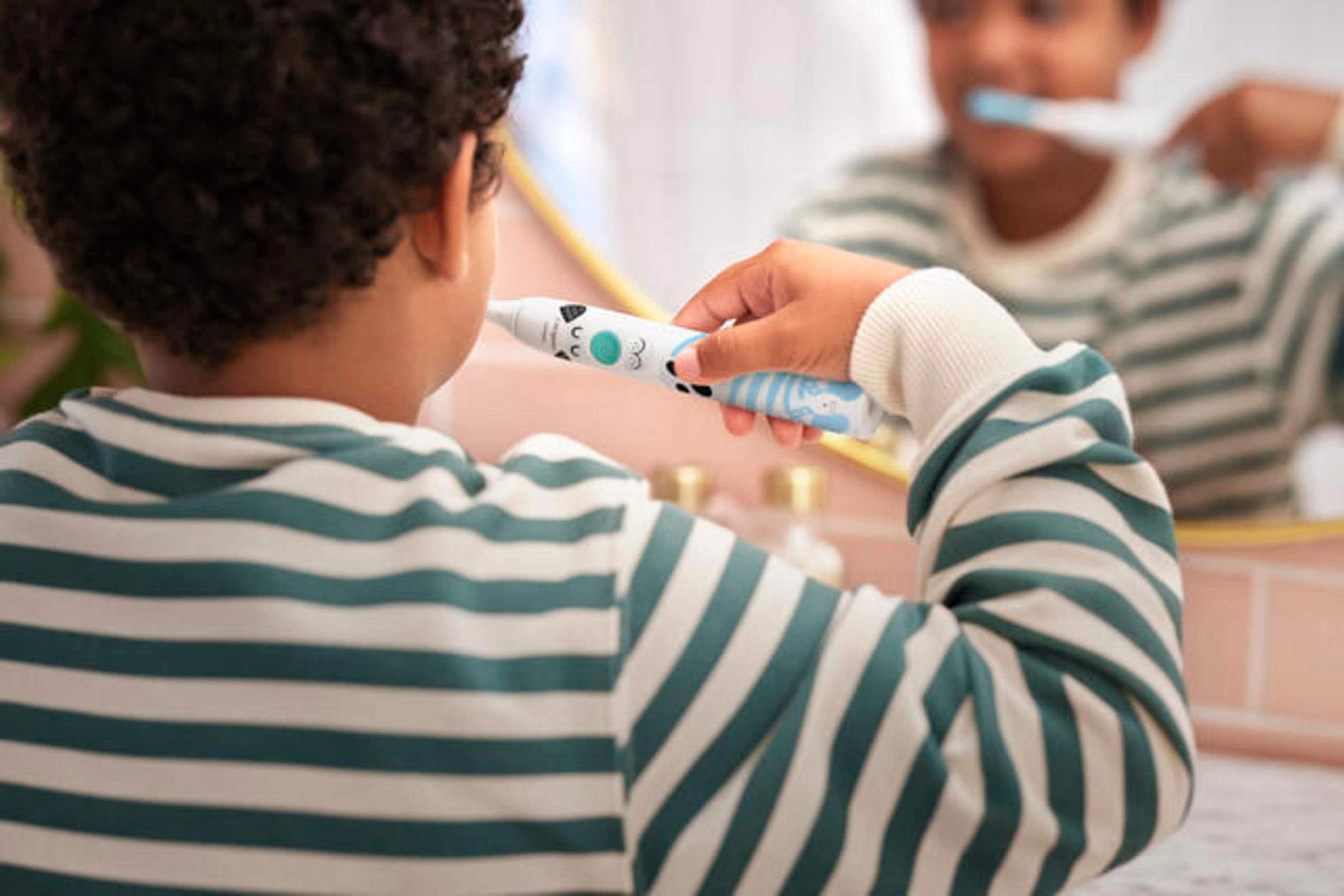 Alt View 13. Philips Sonicare - Sonicare for Kids Design a Pet Edition Electric Toothbrush - White With Aqua Blue Button.