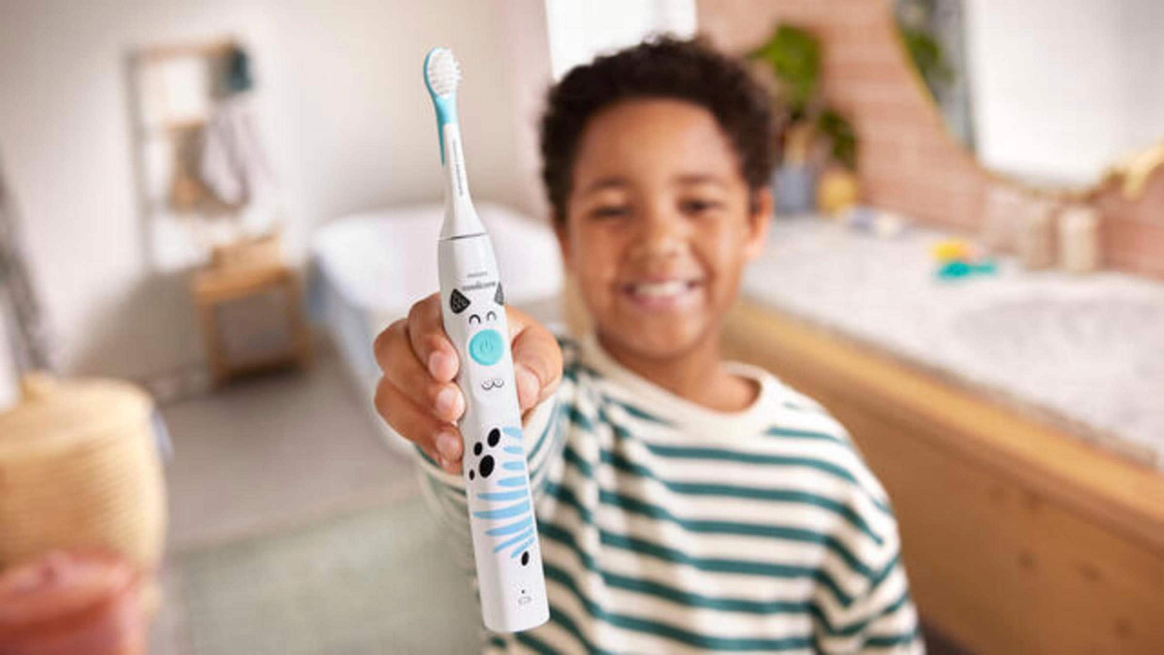Alt View 15. Philips Sonicare - Sonicare for Kids Design a Pet Edition Electric Toothbrush - White With Aqua Blue Button.