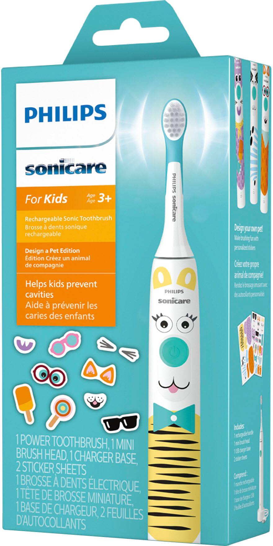 Alt View 16. Philips Sonicare - Sonicare for Kids Design a Pet Edition Electric Toothbrush - White With Aqua Blue Button.