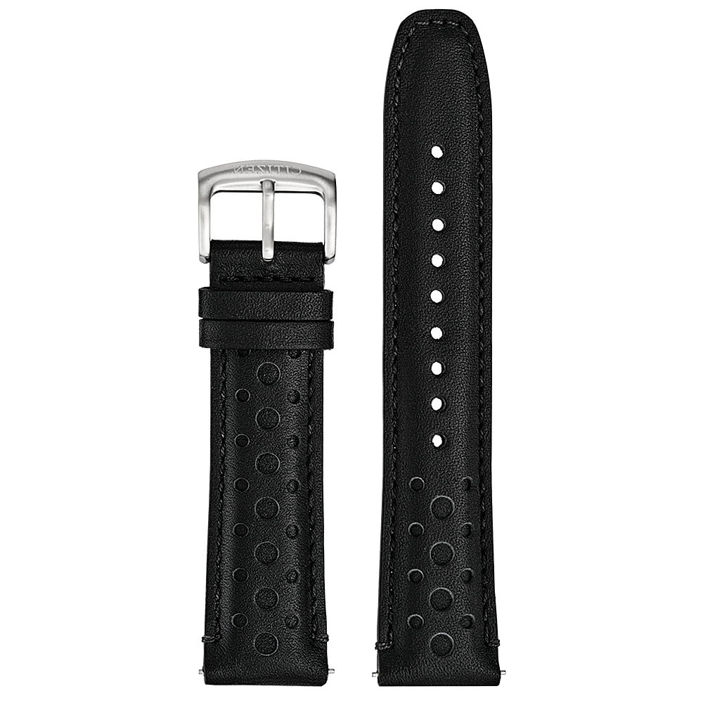 Angle View: Perforated Leather Band for Citizen CZ Smartwatch 22mm - Black