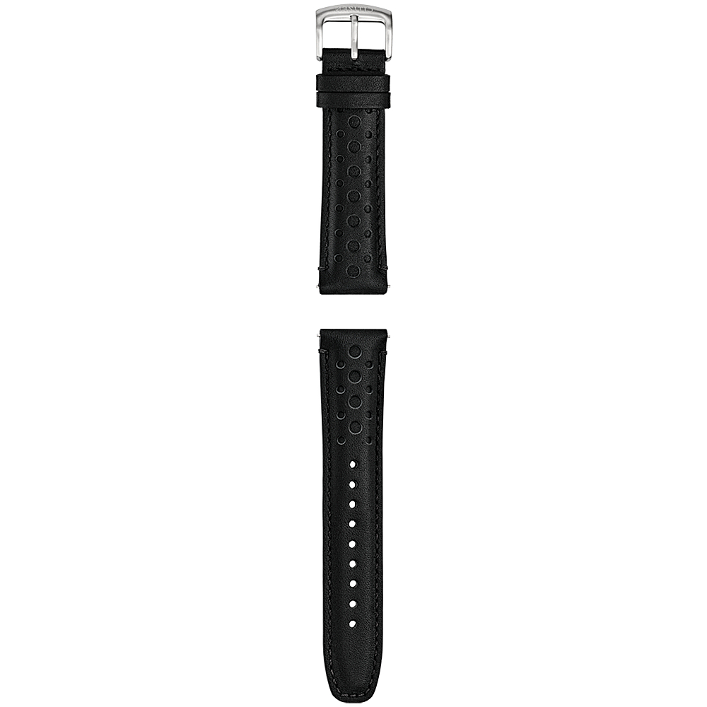 Left View: Perforated Leather Band for Citizen CZ Smartwatch 22mm - Black