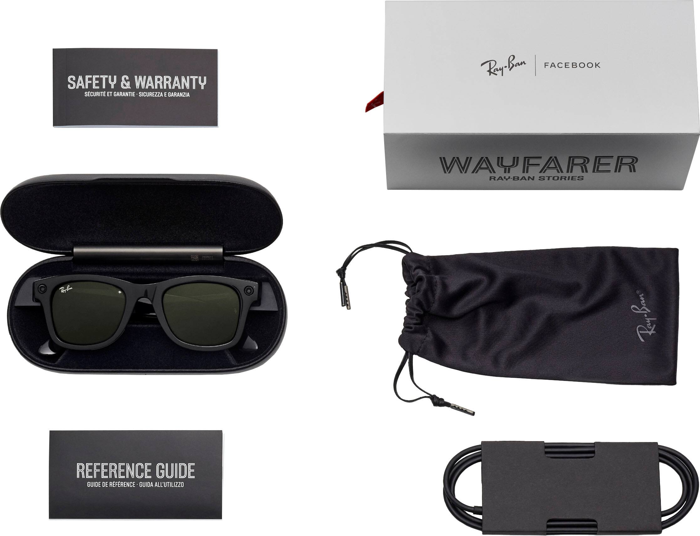 Alt View 16. Ray-Ban - RAY-BAN STORIES | WAYFARER - Matte Black/Dark Grey.