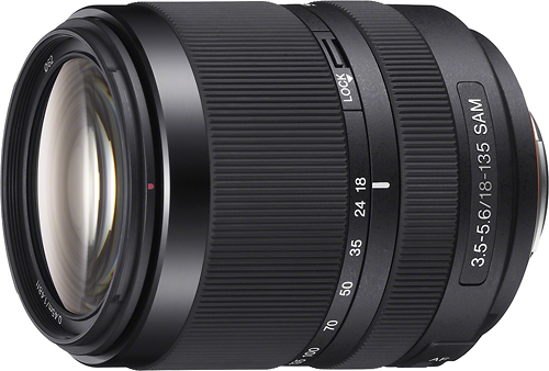 Angle View: Sony - 18-135mm f/3.5-5.6 A-Mount Standard Zoom Lens - Black