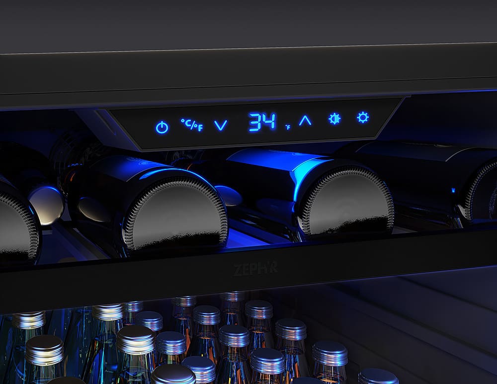 Alt View 26. Zephyr - Presrv 24 in. 7-Bottle and 108-Can Single Zone Panel-Ready Beverage Cooler - Panel Ready + Glass.