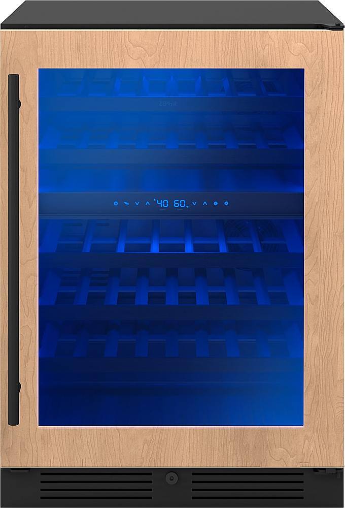 Angle. Zephyr - Presrv 24 in. 45-Bottle Built-In or Freestanding Dual Zone Panel-Ready Wine Cooler - Panel Ready + Glass.