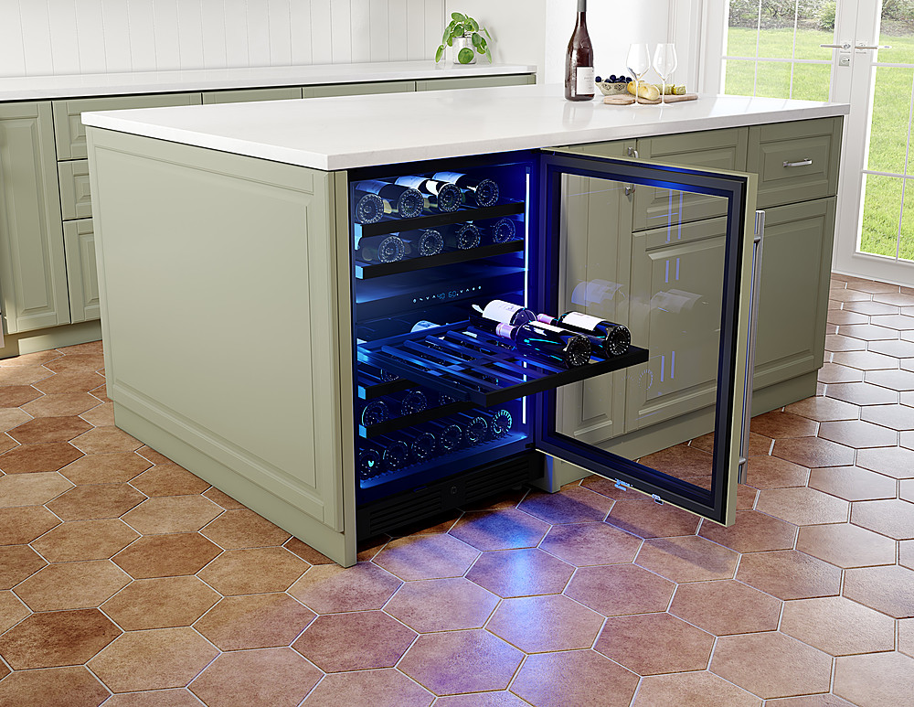 Alt View 11. Zephyr - Presrv 24 in. 45-Bottle Built-In or Freestanding Dual Zone Panel-Ready Wine Cooler - Panel Ready + Glass.