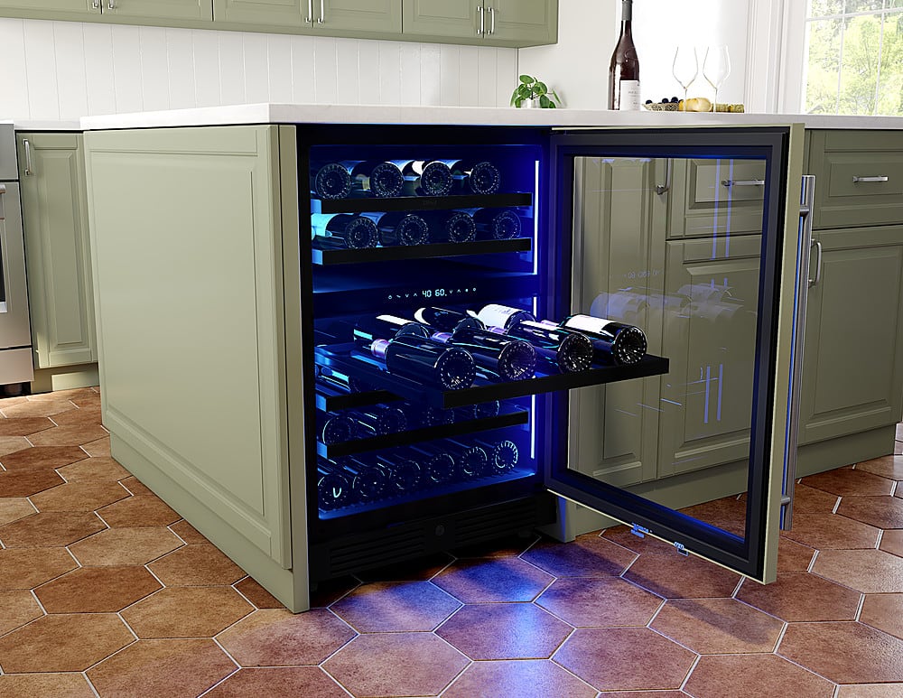 Alt View 14. Zephyr - Presrv 24 in. 45-Bottle Built-In or Freestanding Dual Zone Panel-Ready Wine Cooler - Panel Ready + Glass.