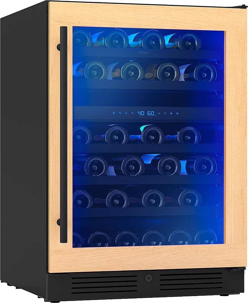 Alt View 15. Zephyr - Presrv 24 in. 45-Bottle Built-In or Freestanding Dual Zone Panel-Ready Wine Cooler - Panel Ready + Glass.
