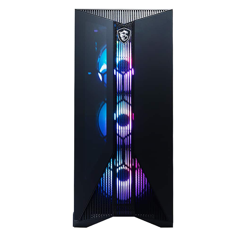 Front. MSI - Aegis RS Gaming Desktop - Intel Core i7 13700KF with 32GB Memory - NVIDIA RTX 4070 - 2TB SSD - Black.