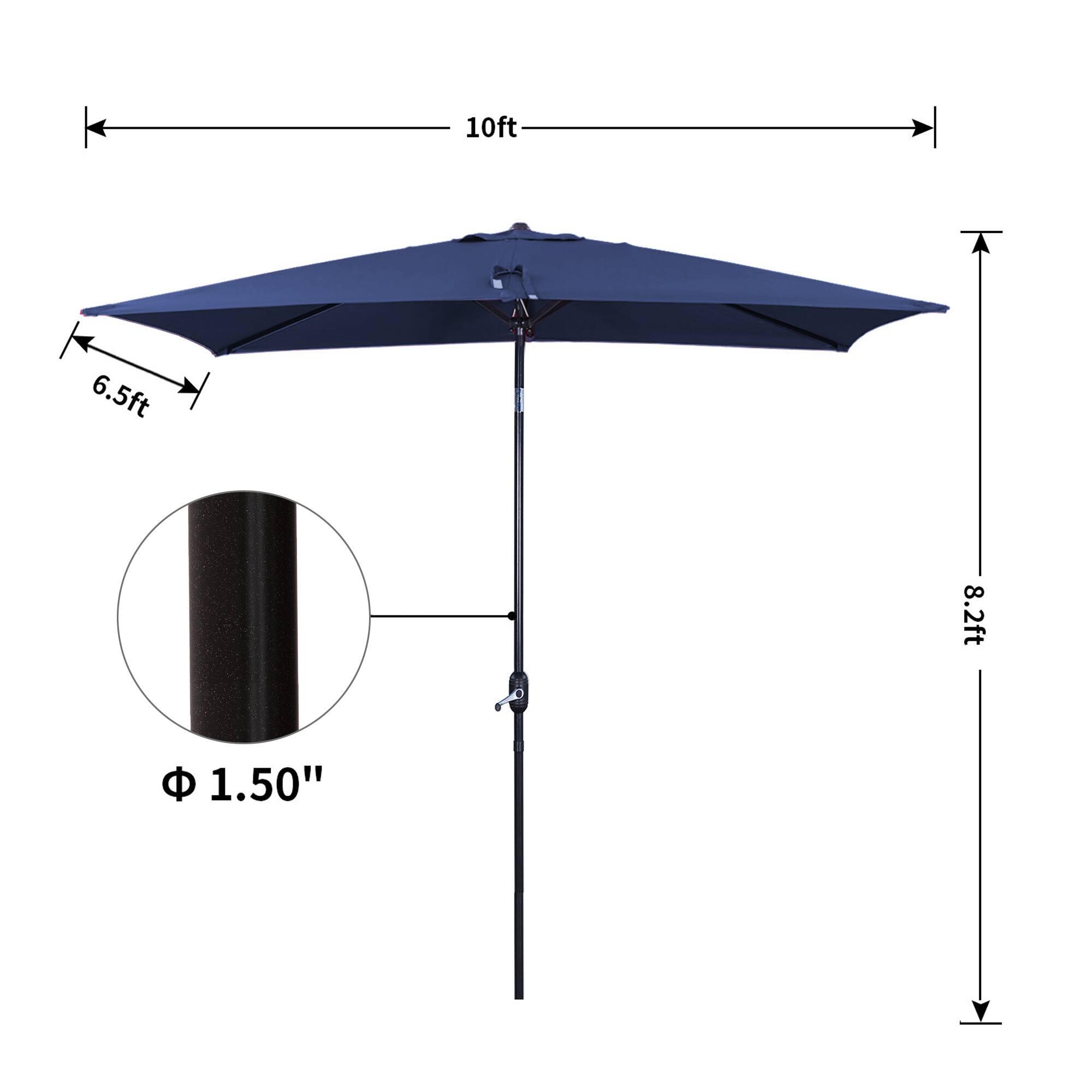 10ft, 6.5ft, 8.2ft, 1.50"