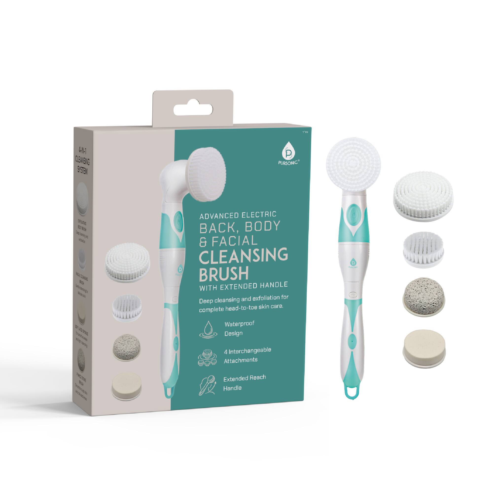 Pursonic - Advanced Facial & Body Cleansing Brush With Extended Handle - White