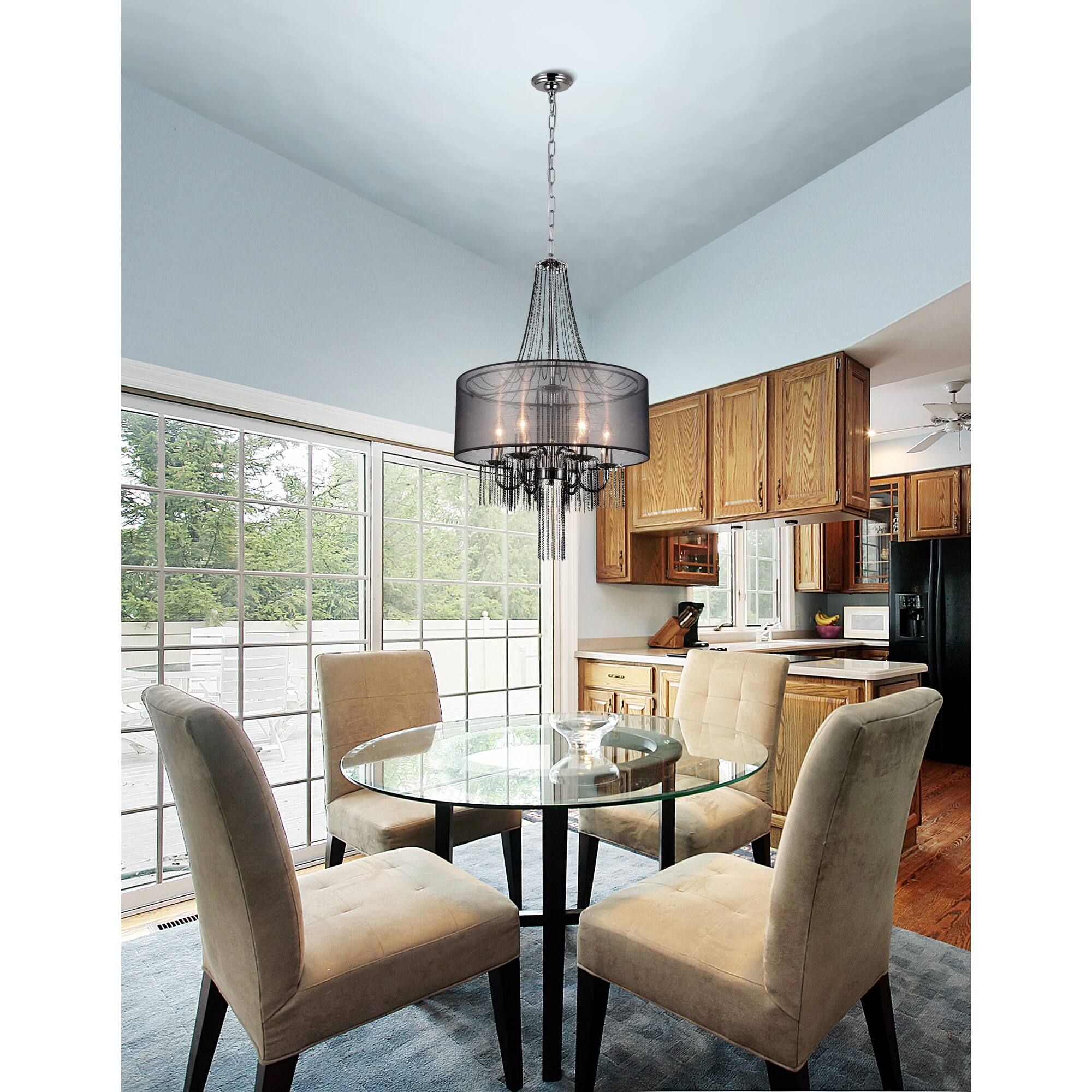 Alt View 2. CWI Lighting - Amelia 6 Light Drum Shade Chandelier With Chrome Finish - Chrome.