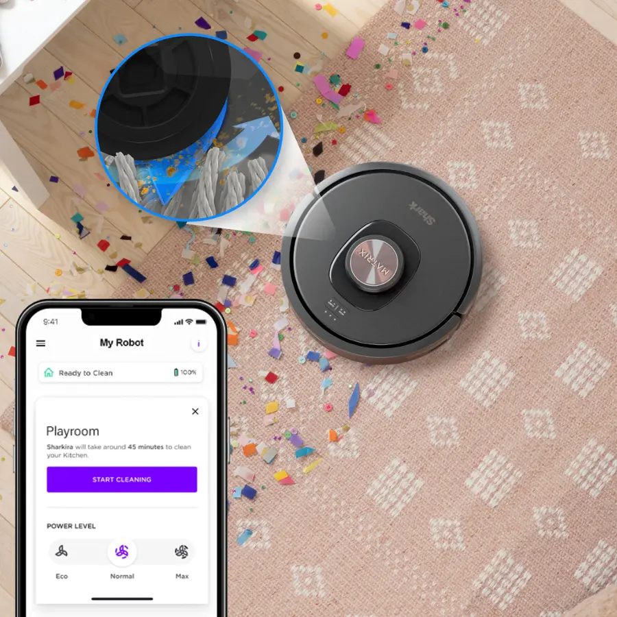 Alt View 14. Shark - Matrix Self-Emptying Robot Vacuum with Precision Home Mapping and Extended Runtime, Wi-Fi Connected - Black.