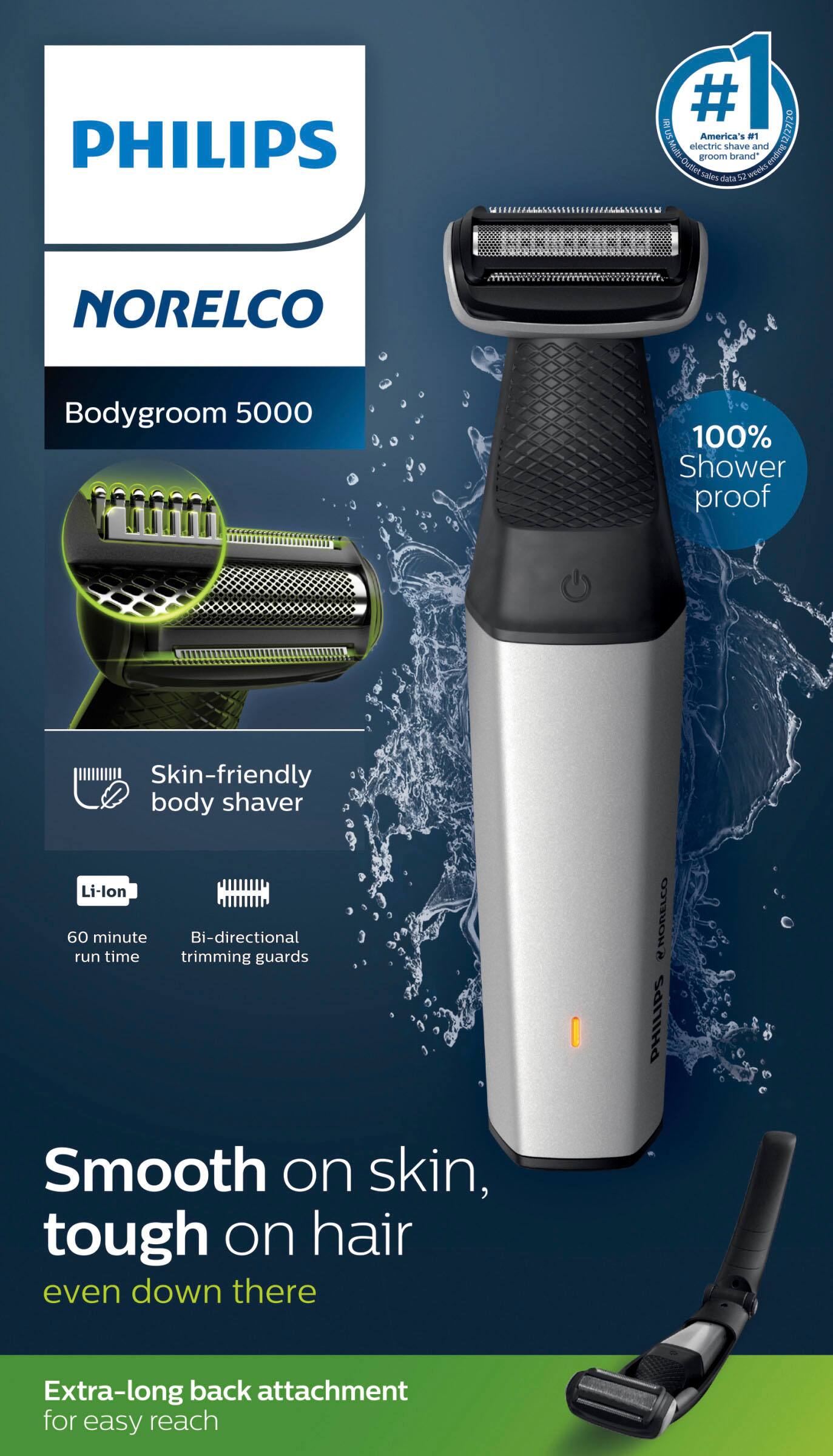 Alt View 32. Philips Norelco - Bodygroom Series 5000 for Manscaping - Silver.