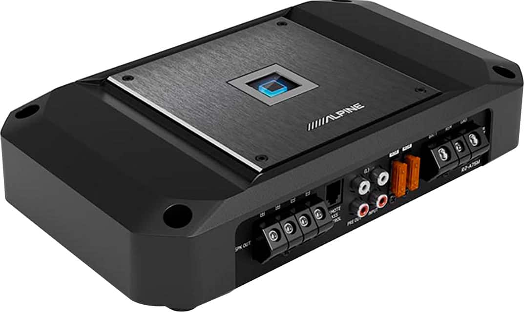 Angle. Alpine - R-Series Class D Mono Amplifier with Variable Crossovers - Black.