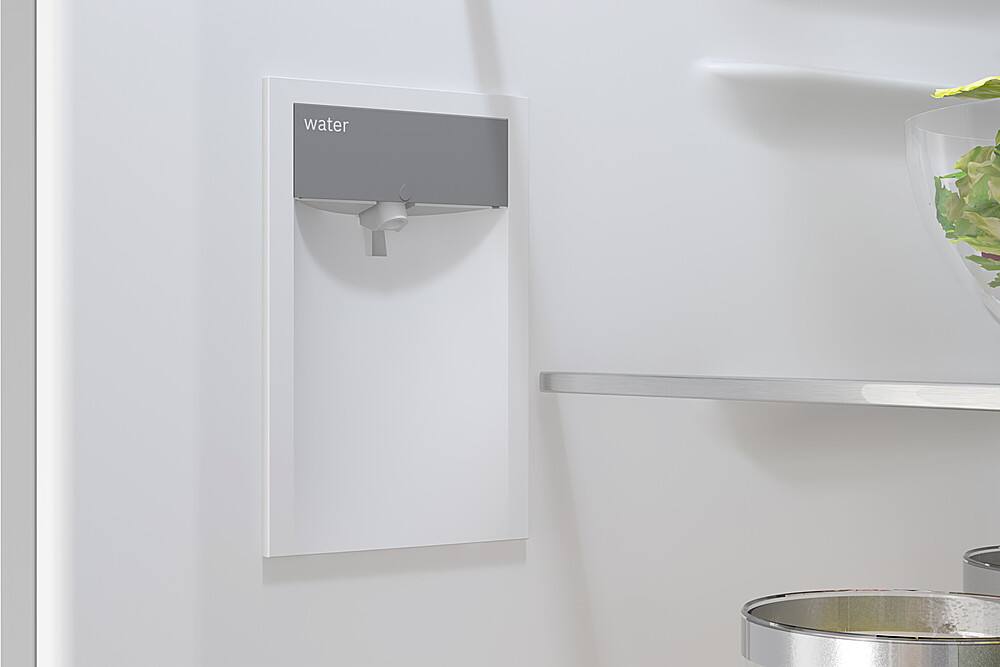 Angle. Bosch - 800 Series 12.8 Cu. Ft Bottom-Freezer Counter-Depth Smart Refrigerator with Internal Ice and Water Dispenser - Stainless Steel.