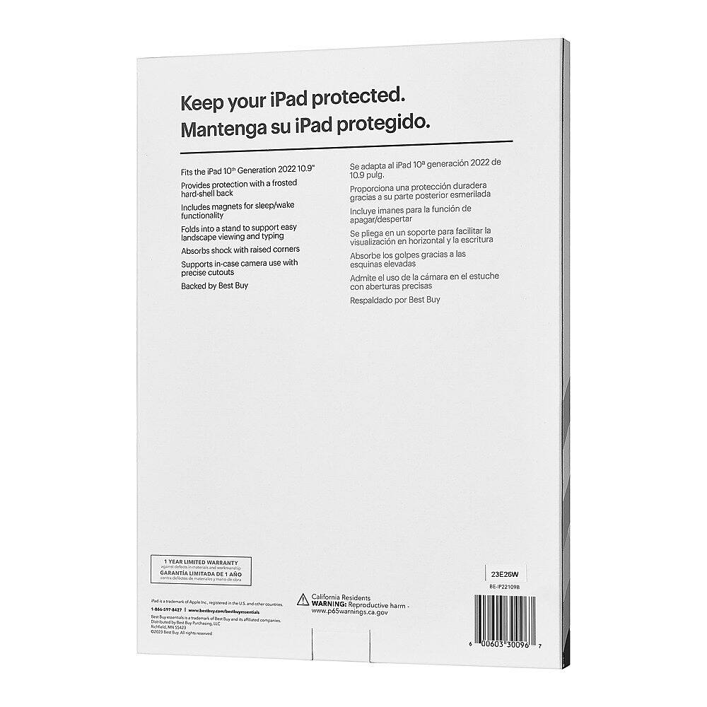 Alt View 16. Best Buy essentials™ - Folio Case for iPad 10th Gen 10.9" - Black.