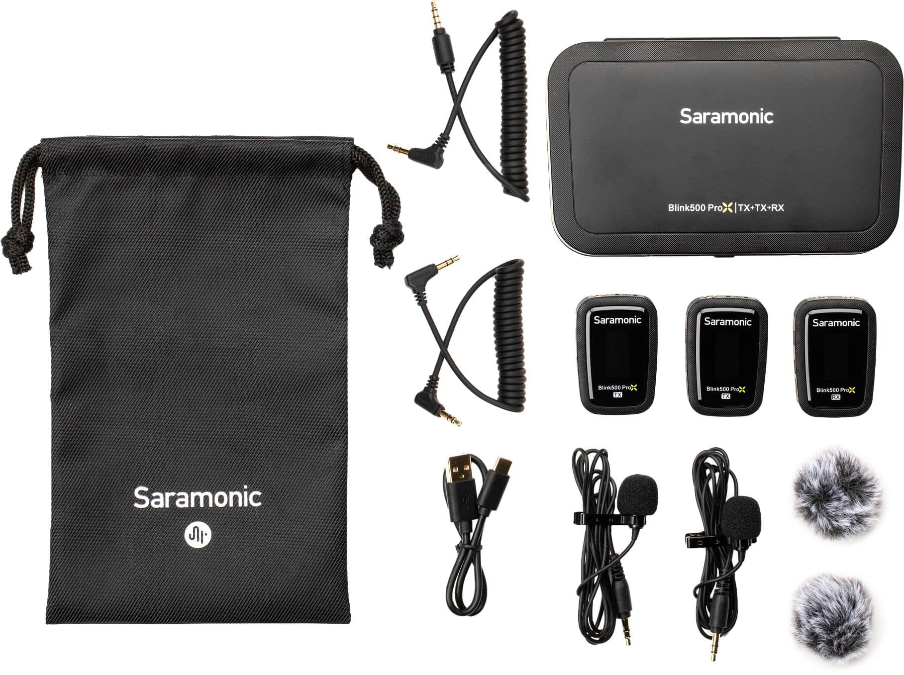 Front. Saramonic - Blink 500 ProX B2 2-Person Wireless 2.4GHz Clip-On Microphone System with Lavaliers - Black.