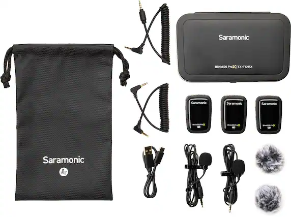 Front. Saramonic - Blink 500 ProX B2 2-Person Wireless 2.4GHz Clip-On Microphone System with Lavaliers - Black.