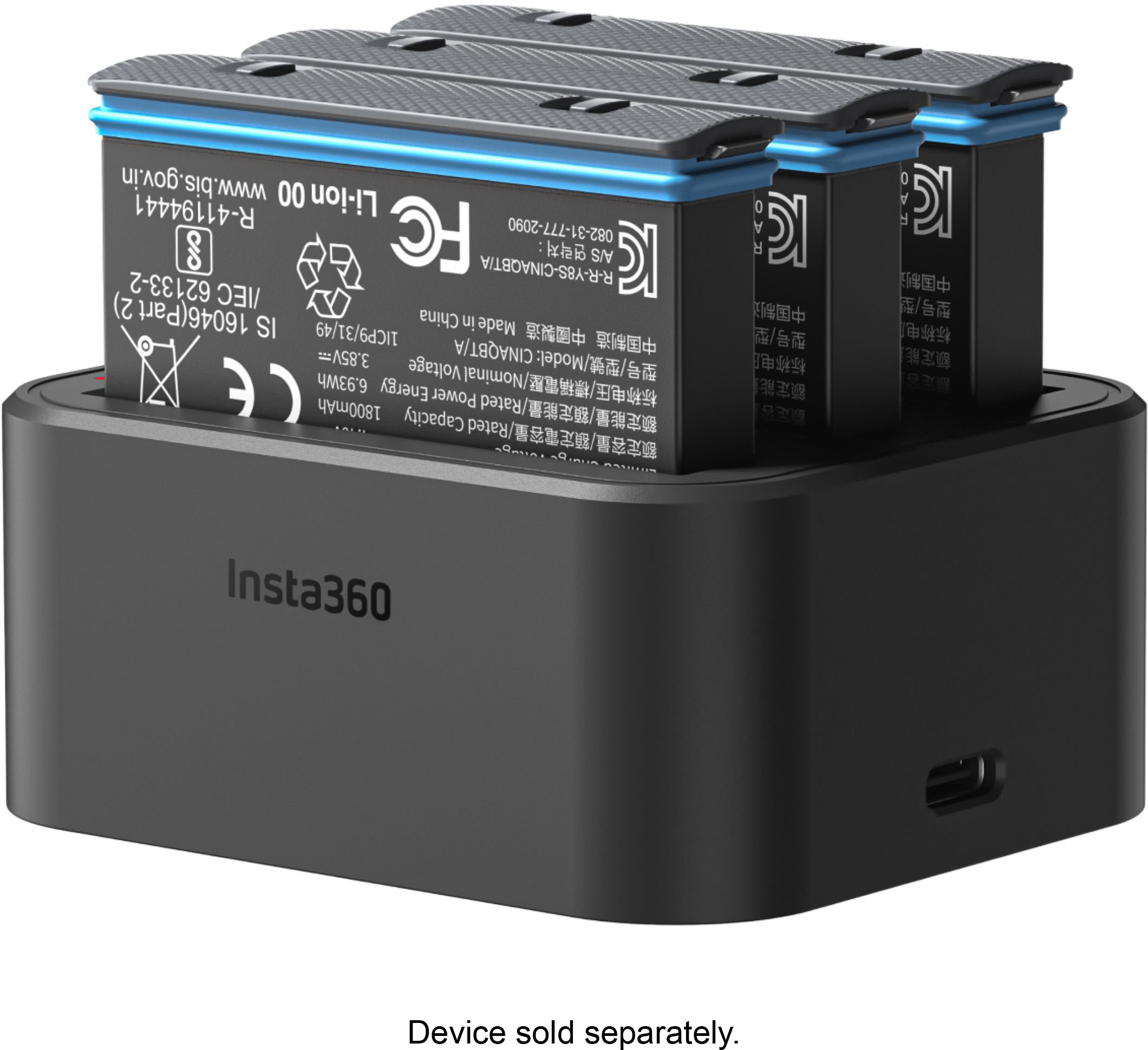 Pack: Cargador de baterías triple LED + 3 Baterías para Insta360 X3 – ISO64
